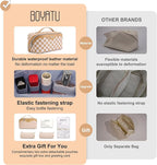 BOYATU Travel Makeup Bag Organizer Cosmetic Bag: 3 Pcs Set Make up Bags for Women with Handle - Waterproof Vegan Leather Toiletry Bag (01-G-Apricot)