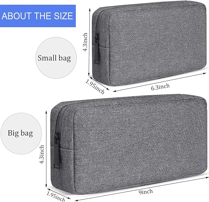CAAORDKSO Travel Electronic Organizer Pouch Bag, Waterproof Portable Electronic Accessories Storage Multifunctional Case for USB, Cable, Cord, Charger, Phone, Power Bank, Earphone (Big-Dark Gray)