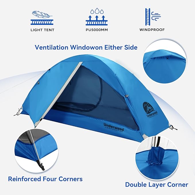1/2 Person Backpacking Tent for Camping - Ultralight & Waterproof Outdoor Camping Tent, Easy Set Up Compact Tent for 3 Season, Lightweight Tents for Hiking by Underwood Aggregator
