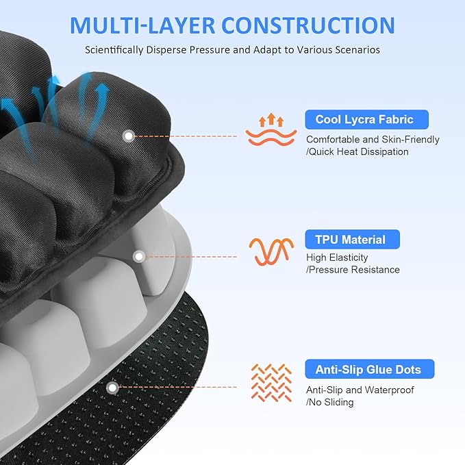 Travel Seat Cushion, Airplane Seat Cushion for Long Flights, Easy to Carry, 3D Inflatable Cushion for Wheelchair, Travel,Driving,Office Work