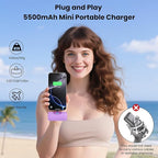 [2 Packs]Mini Portable Charger for iPhone 17/16,5500mAh LCD Display USB C Power Bank,Fast Phone Charging Travel Pocket Size Battery Pack for iPhone 17/17 Pro Max/Air/16/15 Series,Android(Pink+Purple)
