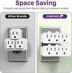 Fosmon 3 Outlet Adapter, Swivel Outlet Plug Three Way Rotating 180 Degree Right Angle Adapter Plug, Electric Wall Extender Indoor, 3-Prong, Grounded- 4 Pack