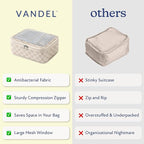 Vandel Space-Saving Compression Packing Cubes for Women with Hanging Toiletry Bag, Laundry Bag, Compressible Carry On Suit Case Organizer Luggage Packing Cubes for Travel Compression Organizer Bags
