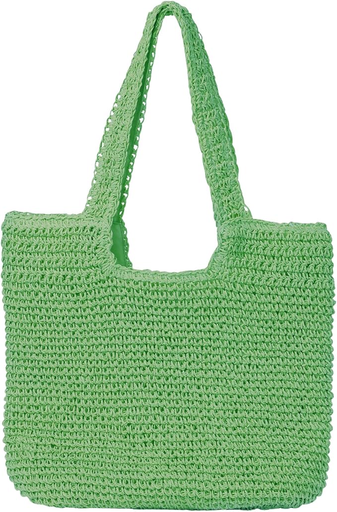 GOLDTIMO Beach Bags for Women - Summer Soft Large Woven Shoulder Purse Handbag, Beach Tote Straw Bag for Summer Vacation