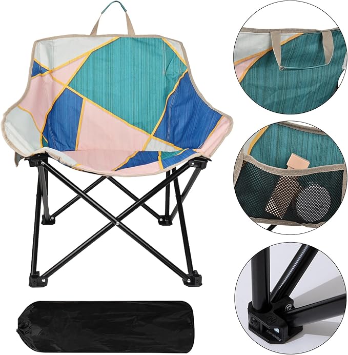 2 Pack Camping Chair for Adults, Portable Folding Sofa Chair, Easy Set Up Patio Chair Lawn Padded Seat Camping Stool Chair for Hunting, Fishing, Outdoor, Beach, Picnics, Home