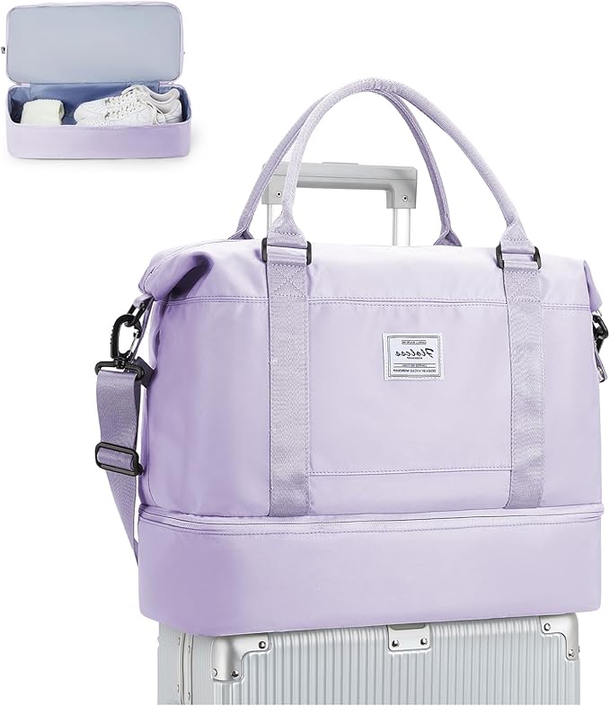 Travel Duffel Bag, Sports Tote Gym Bag, Shoulder Weekender Overnight Bag for Women