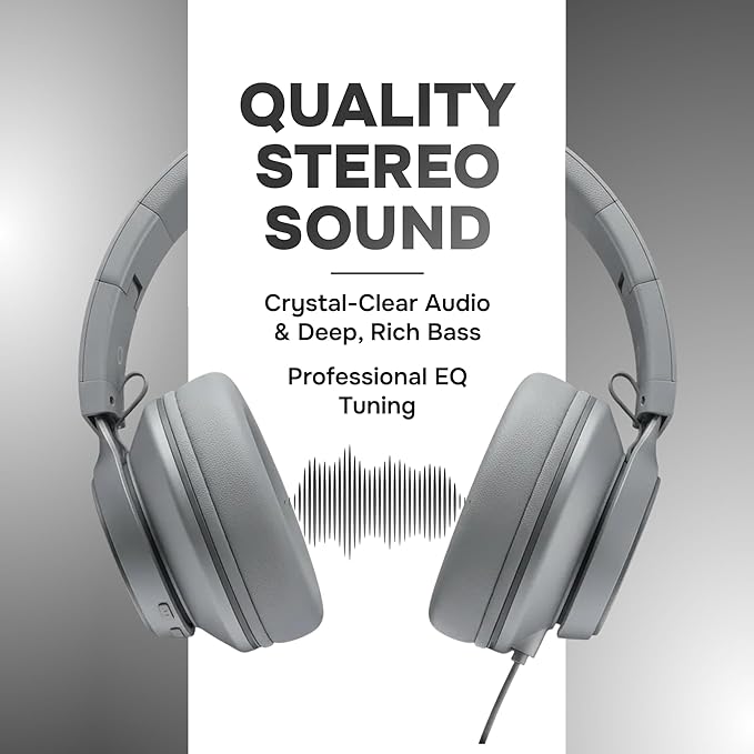 ARTIX CL750 Wired Headphones with Mic — Noise Isolating On-Ear Headphones for Computer and Laptop Wired, Plug in Corded Headphone with Wire (Foldable, Aux Jack 3.5mm)