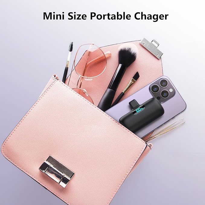 [2-Pack]Mini Portable Charger for iPhone,Upgraded 5000mAh PD Fast Charging Battery Pack,LCD Display Cute Power Bank Portable Phone Charger for iPhone 14/14 Pro Max/13/13 Pro/12 Pro/11/XS/XR/X/8/7