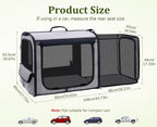 Pecute Dog Car Carrier Stable and Light Weight, Expandable Extra Space Dog Carrier for Cars, Breathable Dog Car Crate, Foldable Pet Carrier for Both Indoor and Outdoor Use, Pet Travel Crate Gray