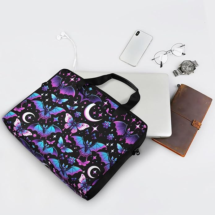 MNSRUU Laptop Bag for 15.6 inch Black Gothic Bats