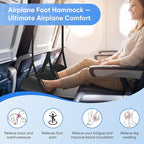 Airplane Foot Hammock, 2-Pack Travel Essentials Foot Rest for Plane Travel with Adjustment Strap, Long Flight Must Haves