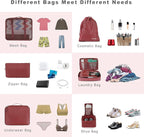 BAGAIL 8 Set Packing Cubes Luggage Packing Organizers for Travel Accessories-Wine Red
