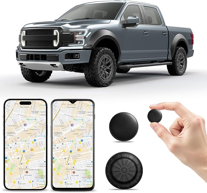 Mini GPS Tracker for Vehicles (Universally for Android & iOS), Hidden Car Location Tracker w/Magnetic Case, Item Finder for Google Find Hub & iOS Find My No Monthly Fees, Black