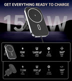 Mukiya for MagSafe Car Mount Charger with Adapter, 360° Rotation Magnetic Wireless iPhone Car Charger for Air Vent, Compatible with iPhone 17/16/15/14/13/12 Series, Gifts for Husband/Men