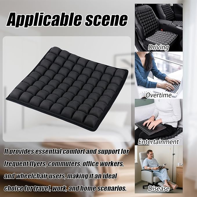 Inflatable Seat Cushion for Air Travel,16x16 Inch 3D Air Cell Pillow for Long Flights, Office, Car & Wheelchair, Portable Ergonomic Support