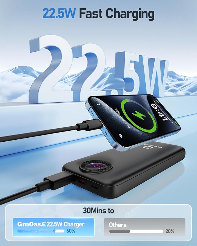 Power Bank,10000mAh 22.5W Max Portable Charger Built in Cables，4 Outputs 2 Inputs External Phone Powerbank,5V/3A Fast Charging Travel Charger for iPhone Android iPad,(Pearl Black)