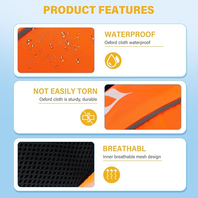 Automatic Inflatable Belt Pack Water Sports Jacket Waist Belt PFD for SUP Paddleboarding Fishing Boating Kayaking（fit 80-330 lbs） (Orange)