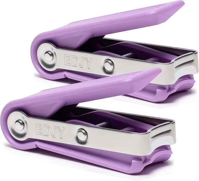 EDJY Fingernail Cutter - Precision Stainless Steel Nail Cutter for Fingernails | Sharp Blade, Ergonomic Design, Durable & Rust-Resistant | Ideal for Men and Women | Lilac | 2-Pack