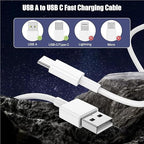 3-Pack 6FT Car Carplay Cable USB A to USB C Cable for iPhone 16 15 Pro Plus Pro Max，for iPad Pro/Air/Mini，for Samsung Galaxy S25/S24/S23，for MacBook Pro/Air and More