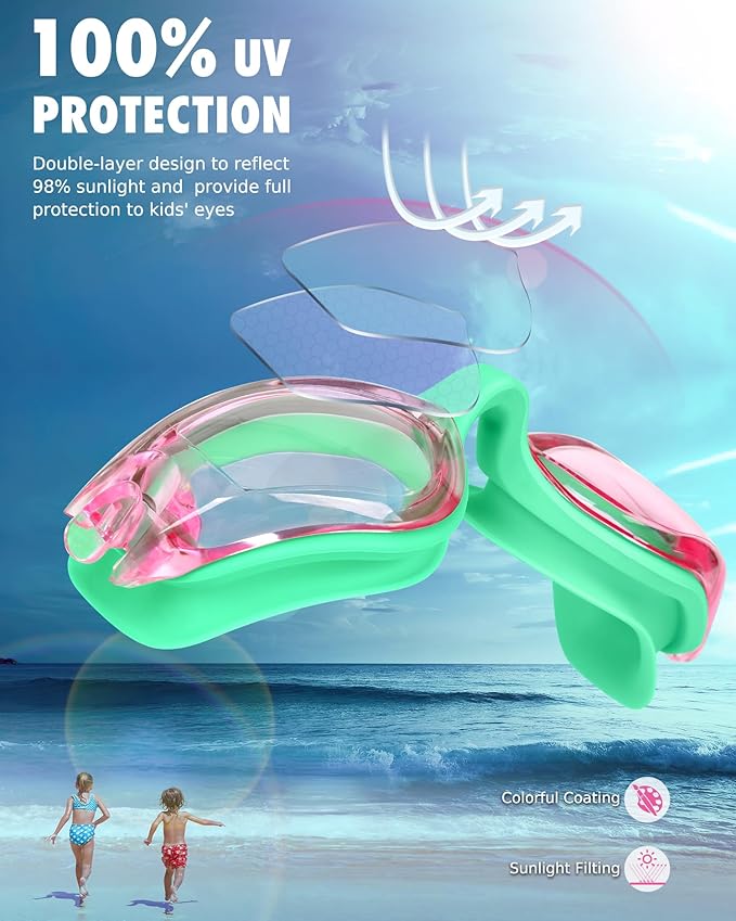 Aegend Swim Goggles for Kids Youth 3-14 Anti-Fog Anti-UV Comfort Fit Goggles for Swimming
