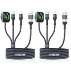 Travel Essentials,3 in 2 USB A/C Cable for Watch Charger/iPhone 17 Charger/IP Cable Designed for iWatch Chargers,Multi Charging Cable Compatible with iPhone 17-11/iWatch All Series 6FT 2PS