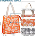 iknoe Insulated Lunch Bag for Women & Adults, 9L Foldable Wide-Open Cooler Bag with Pockets, Leakproof & Portable, for Picnic, Office, Beach(Daisy)