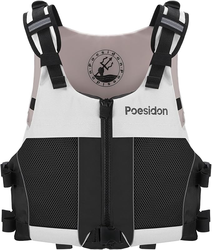 Poseidon Adjustable Water Safety Life Jacket - Classic Unisex Design with Front/Rear Storage Compartments for Multiple Water Activities