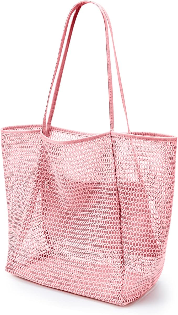 KALIDI Beach Nylon Mesh Tote Bag, Casual Tote Bag Hobo Women Foldable MAX 23L Shoulder Bag For Beach Picnic Vacation