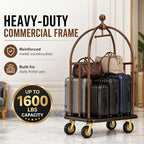 Hotel Luggage Cart, Heavy Duty Bellman Cart with 1600 lbs Capacity, 8" Silent Wheels, Stainless Steel Rolling Luggage Trolley with Carpet Deck for Hotels, Resorts & Apartments(Champagne)