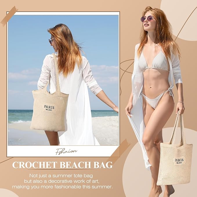 Trifabricy Beach Bags for Women, Large Beach Bag, Woven Straw Tote Bags Waterproof, Weaving Swim Shopping Travel Bag