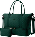 HOTOR Travel Duffel Bag - Weekender Bags for Women, Gym Tote Bags with Shoe Compartment, Carry On Overnight Bag with Toiletry Bag for Travel Essentials Travel Accessories, Dark Green, 15.8"×18.1"×8.7"