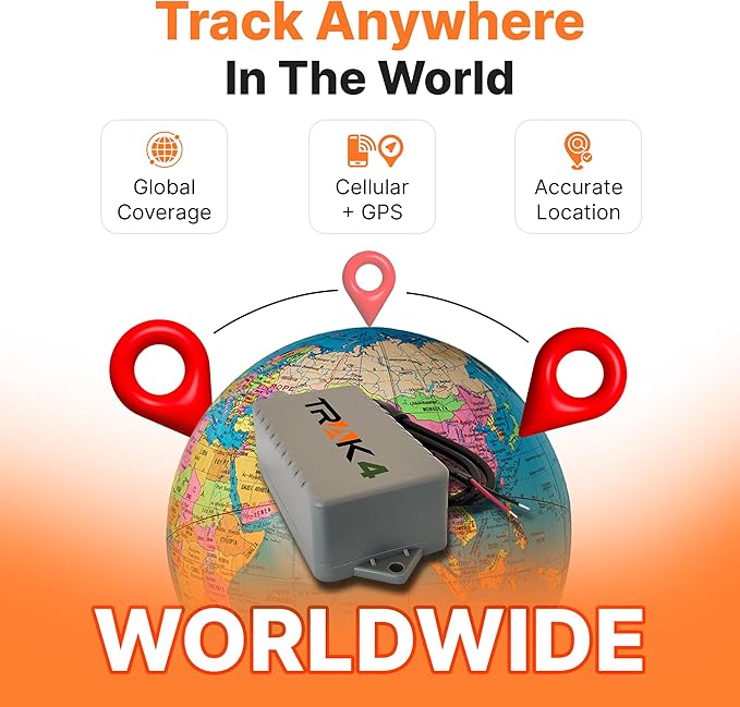 Trak-4 12v Hardwired GPS Tracker. Durable, Reliable Track Trailers, Equipment, Vehicles, Assets. Long Battery Life, Waterproof, Worldwide. Low-Cost Subscription Required.
