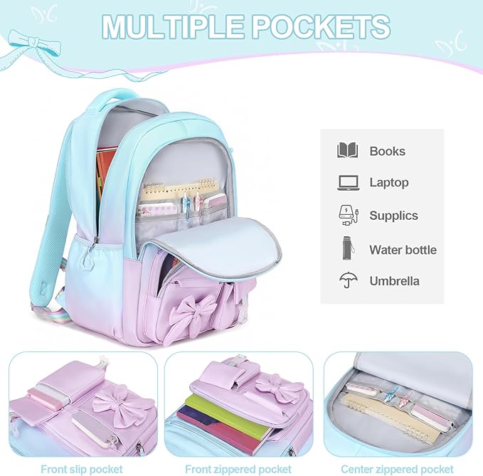 DIGOBAY Backpack for Girls, 3PCS Girls Backpack for School with Lunch Bag Pencil Case, Cute Kids Teens Bookbag for Kindergarten Elementary Preschool Middle School