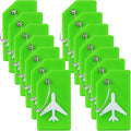 14 Pack Silicone Luggage Tag for Suitcases with Stainless Loop, TSA Approved, Privacy Protection Travel Essentials Bag Tags by Gostwo, Green