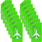 14 Pack Silicone Luggage Tag for Suitcases with Stainless Loop, TSA Approved, Privacy Protection Travel Essentials Bag Tags by Gostwo, Green
