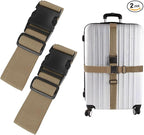 2Pcs Luggage Straps for Suitcase Travel Accessories TSA Approved, 80In Long Belts to Keep Your Suitcase Secure, Adjustable Bag Straps with Quick-Release Buckle for Travel Bag Closure, Brown