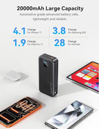 Portable Charger, 20000mAh 22.5W Fast Charging Power Bank with Built-in Cables & Wall Plug, Travel Essentials Battery Pack with LED Display, USB C External Battery Bank for iPhone iPad, Samsung Black