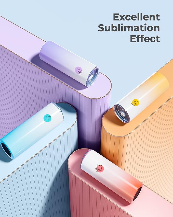 Hiipoo 30 Pack Sublimation Tumblers Blank 20 oz Straight Skinny with Sublimation Papers, Lids and Straws, Shrink Wrap Films, Stainless Steel Double Wall Insulated Tumbler for Mug Press Machine