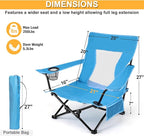 Joyfair Beach Camping Chair (2 Pack), Outdoor Folding Lawn Chair for Adults, Heavy Duty Portable Chair with Armrest for Outside Fishing, Sport, Patio, Cup Holder & Storage Pocket, Carry Bag (Blue)