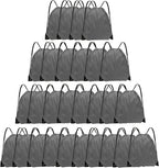 Grneric Drawstring Bags 28 PCS Drawstring Backpack Bulk String Backpack Cinch Bag Sackpack for Men Women Gym (Grey)