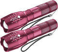 Victoper LED Flashlight 2 Pack Pink, Bright High Lumens Tactical Flashlights High Lumens with 5 Modes, Waterproof Zoomable Flash Light for Outdoor, Gifts for Hunting Camping Essentials Gear