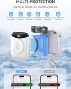 Portable Charger, 10000mAh 22.5W Fast Charging Power Bank with Built-in Cables, Travel Essentials Battery Pack with LED Display for iPhone, Portable iWatch Charger for 11/10/9/8/7/6/5/4/SE/Ultra White