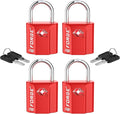 Forge Small TSA Approved Luggage Locks: Ultra Secure Dimple Key Travel Locks Alloy Body, for Luggage, Travel Cases, Backpacks, Red 4 Pack.