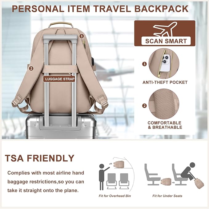 Focdod Laptop Backpack for Women Bookbag: 15.6 inch Work Backpacks with Pouch Pocket for Large Capacity Cup & USB Charger College Book Bag Travel Business Nurse Teacher Bookbags Anti-theft Back Pack