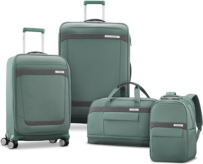 Samsonite Elevation Plus Backpack - Recyclex® RPET Body Fabric With Quick-Access Stash Pocket - Expands 1.5inches - AirTag™ Holder - Laptop Pouch - Cypress Green