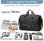 Large Travel Duffle Bag,Carry on Overnight Weekend Bag with Shoes Compartment,Weekender Bags for Women for Travel Business Trips Sport Hospital,Black