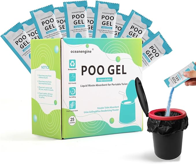 oceanengine Portable Toilet Absorbent Gel, Portable Toilet Powder Poo Urine Powder for Camping Outdoor Hiking