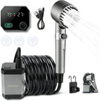 Portable Shower for Camping, Filtered Camping Shower, IPX8 Waterproof，6000mAh Rechargeable Outdoor Camp Shower Pump with LED Display, 4 Spray Modes for Hiking, Travel, Pet