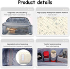 BOYATU Travel Makeup Bag Cosmetic Bags for Women: Large Capacity 3 Pcs Set Make up Bag with Compartments - Waterproof Vegan Leather Toiletry Organizer Bags with Handle (L09 Beige)