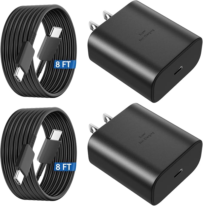 45W USB C Super Fast Charger Type C Charger Fast Charging Android Phone Charger Block with 8FT Type C Charging Cable for Samsung Galaxy S26 Ultra/S26/S26+/S25/S25 Ultra/S25+/S24 Ultra/S23 Ultra/S22